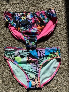 Catalina Bright Pink Tropical Trim Bikini Bottoms